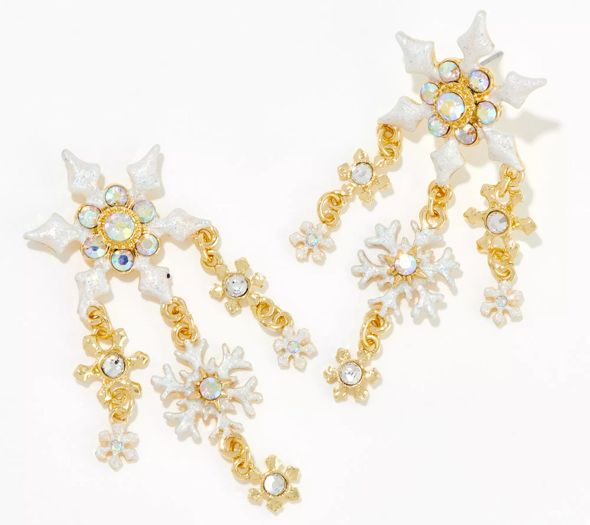 Kirks Folly Snow Flurries Pierced Earrings, Goldtone