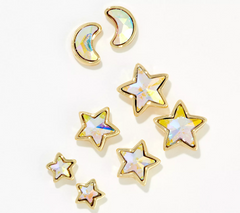 Kirks Folly Starlight Set of 4 Stars and Moon Pierced Earrings, Gold tone