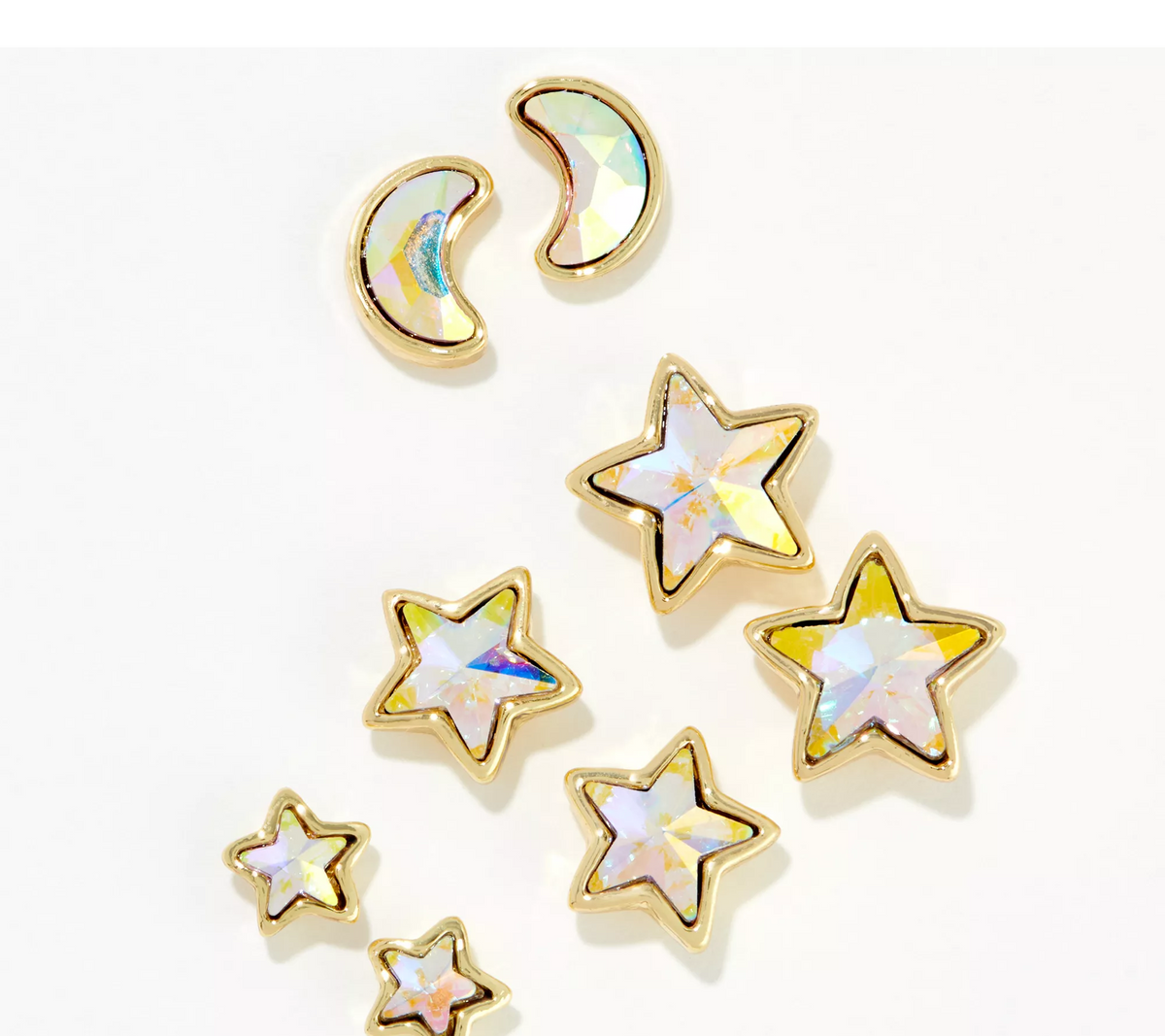 Kirks Folly Goldtone Starlight Set of 4 Stars and Moon Pierced Stud Earrings