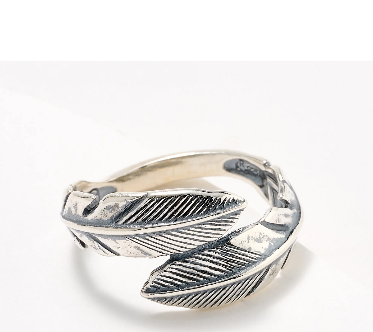 American West Sterling Silver 925 Feather Wrap Band Ring