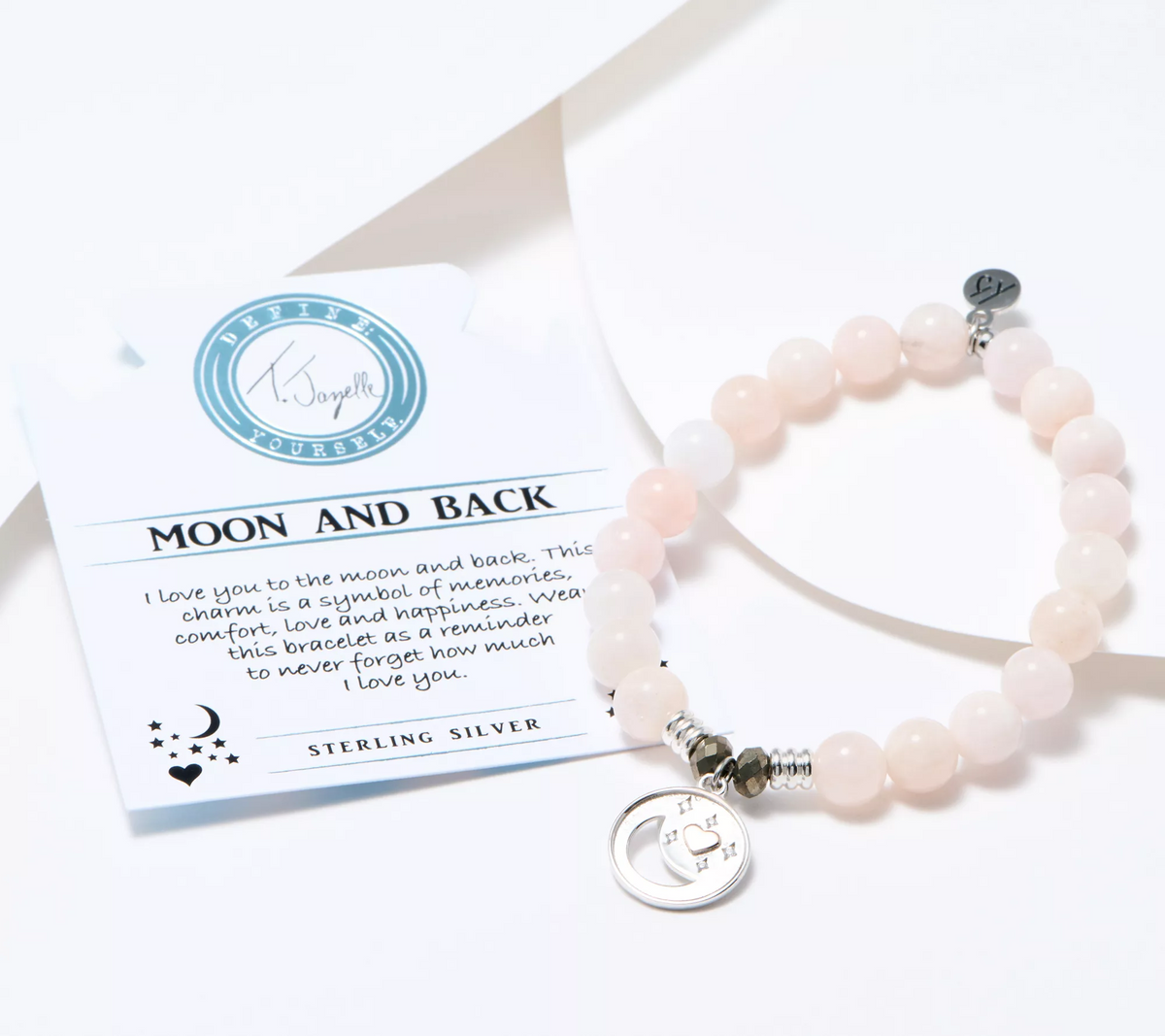 T.Jazelle Luck Gemstone Beaded Bracelet with Sterling Silver Charm, Moon  Small/Average