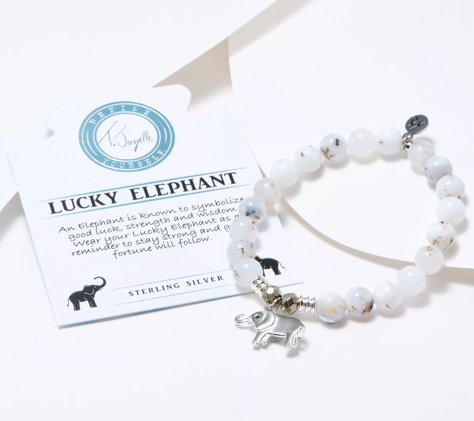 T.Jazelle Luck Gemstone Beaded Bracelet with Sterling Silver Charm, S/A