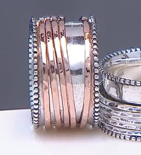 Or Paz Classic Spinner Band Ring, Rose tone Sterling Silver, Size 5