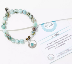 T. Jazelle Larimar Charm Gemstone Beaded Bracelet Sterling Silver, wave, Small/Average