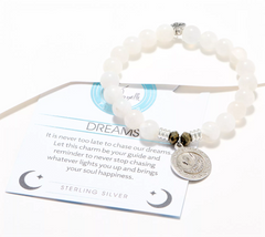 T. Jazelle Beaded Gemstone Bracelet with Sterling Silver Moon Charm, Small/Average