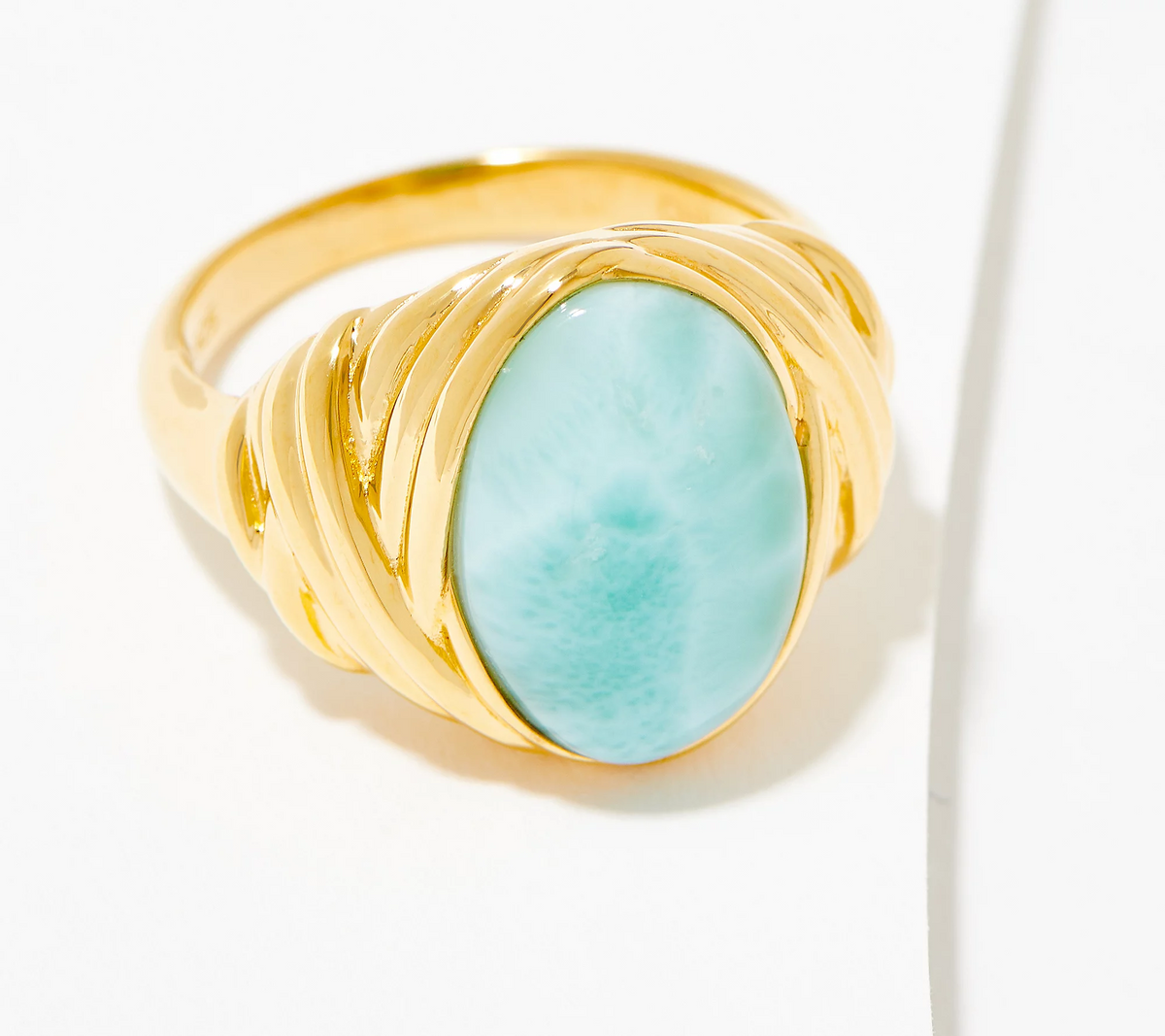 Affinity Sterling Silver Goldclad Oval Blue Larimar Ring Size 7