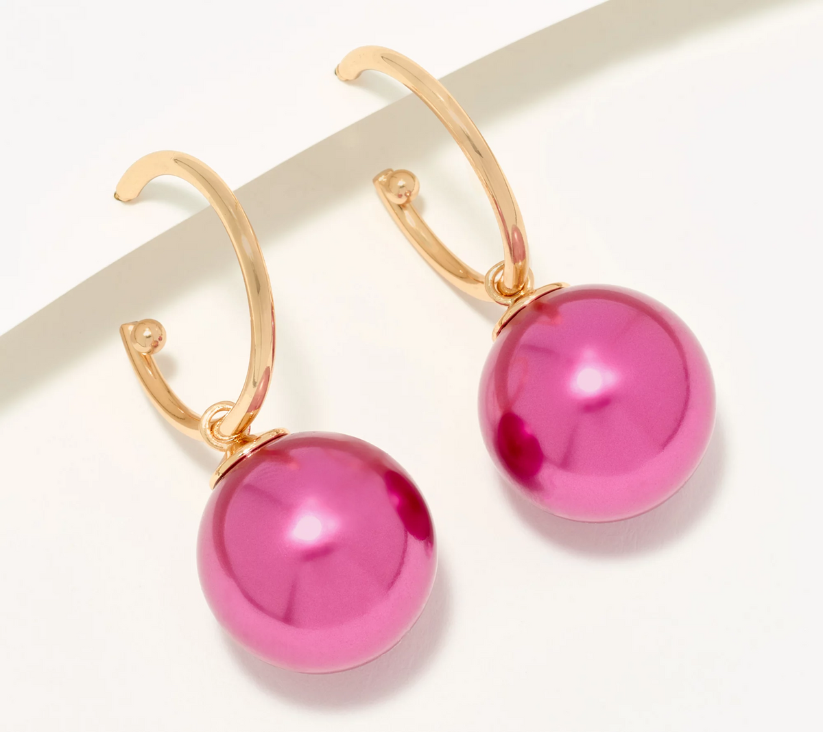 Joan Rivers Hoop Earring with Removable Jumbo Faux Pearl, Plum