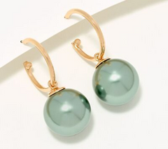 Joan Rivers Hoop Earring with Removable Jumbo Faux Pearl, Olive