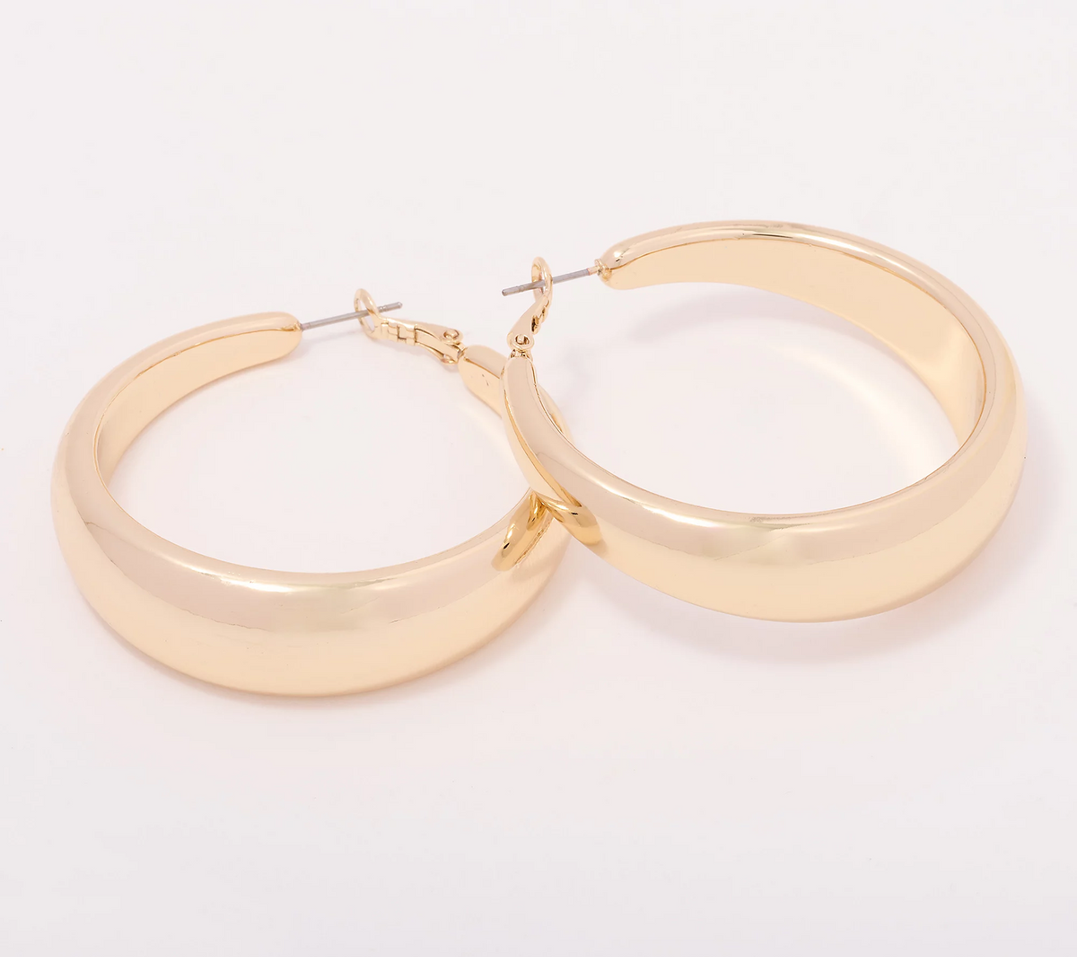 Attitudes by Renee Bold Tapered Hoops, Gold tone, 1-3/4"Diam