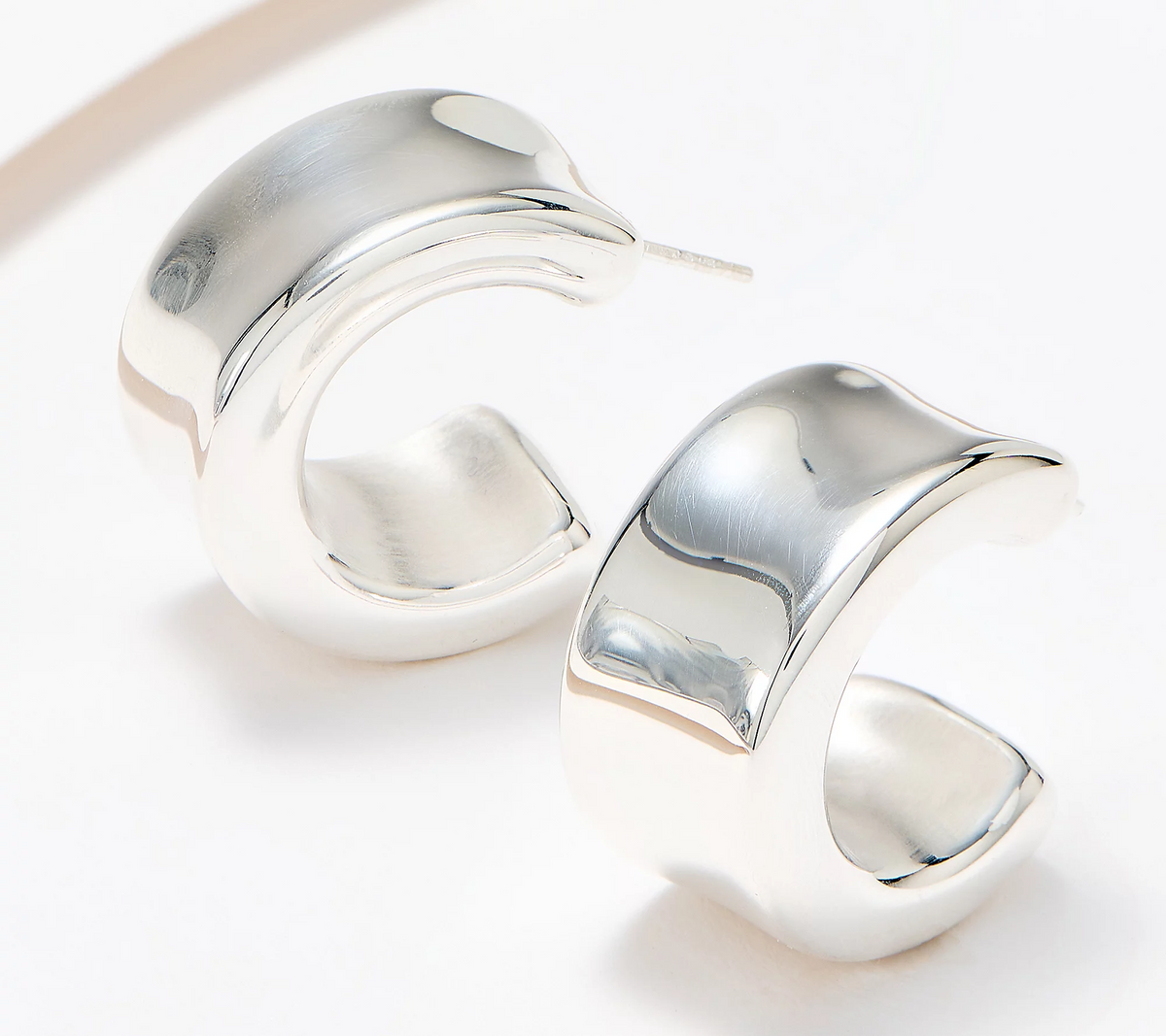 UltraFine 950 Silver Puffed 1" Huggie Hoop Earrings