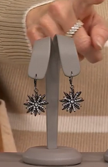 Joan Rivers Layered Starburst Leverback Gun Metal Earrings