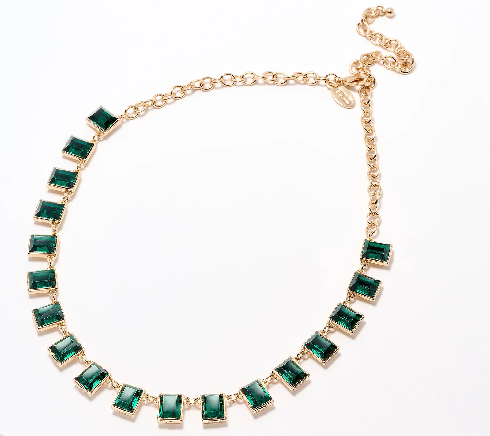 Joan Rivers 18" Emerald Cut Stone Necklace, goldtone