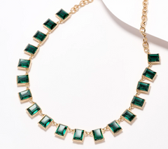 Joan Rivers 18" Emerald Cut Stone Necklace, goldtone