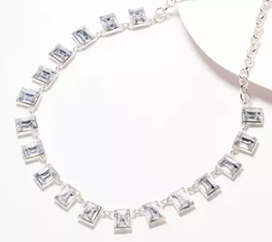 Joan Rivers 18" Emerald Cut Stone Necklace, Silvertone: Clear crystals