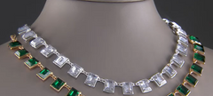 Joan Rivers 18" Emerald Cut Stone Necklace, Silvertone: Clear crystals