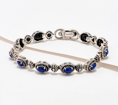 American West Sterling Silver Oval Gemstone Tennis Bracelet, Lapis/AVG