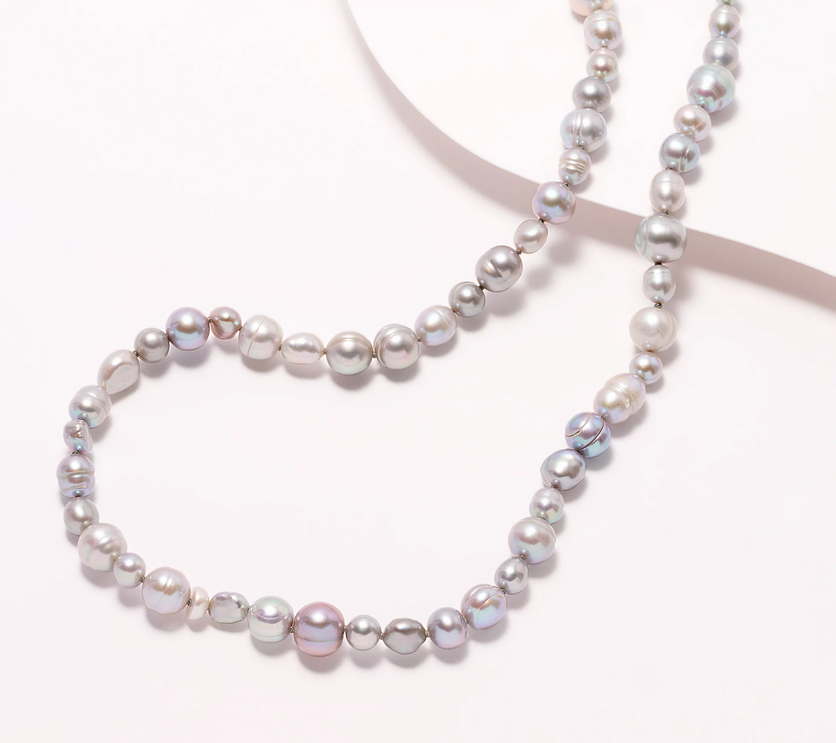 Honora 60" Cultured Gray Pearl Strand Necklace, Sterling silver