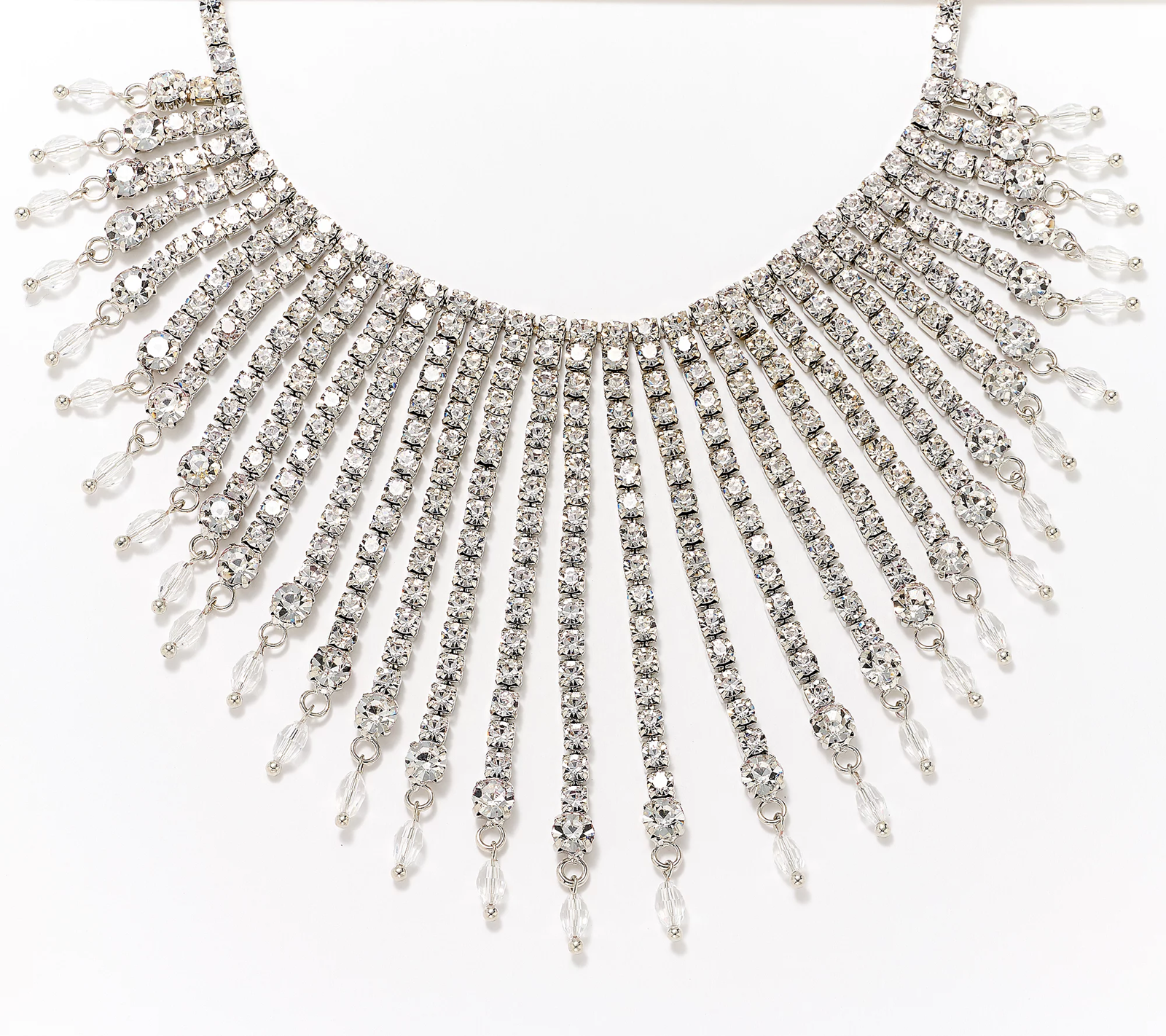 LOGO by Lori Goldstein Crystal Fringe Necklace, Silvertone