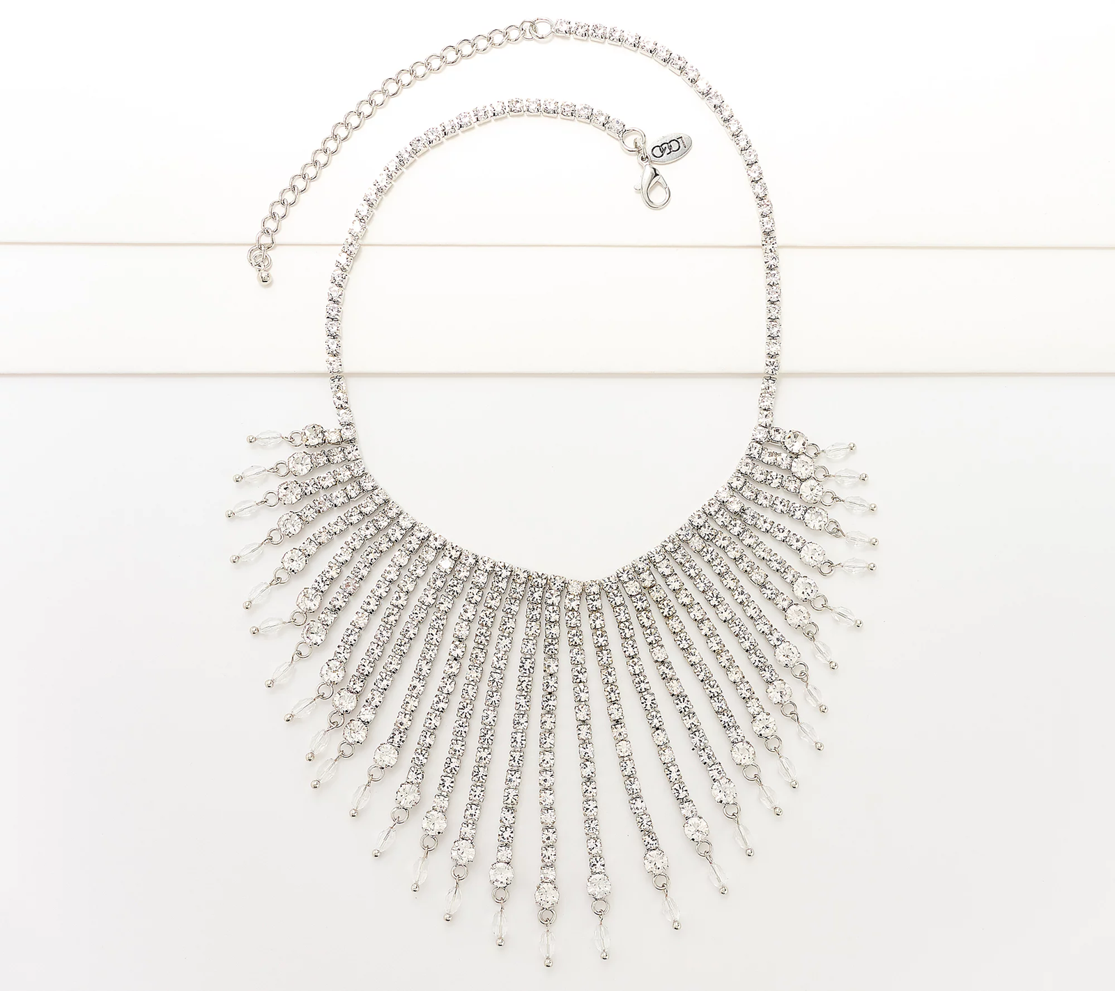 LOGO by Lori Goldstein Crystal Fringe Necklace, Silvertone