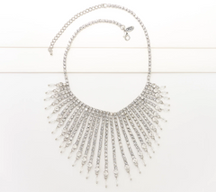 LOGO by Lori Goldstein Crystal Fringe Necklace, Silvertone