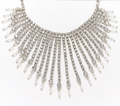 LOGO by Lori Goldstein Crystal Fringe Necklace, Silvertone