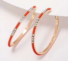 Joan Rivers Bead & Crystal Hoops, Coral