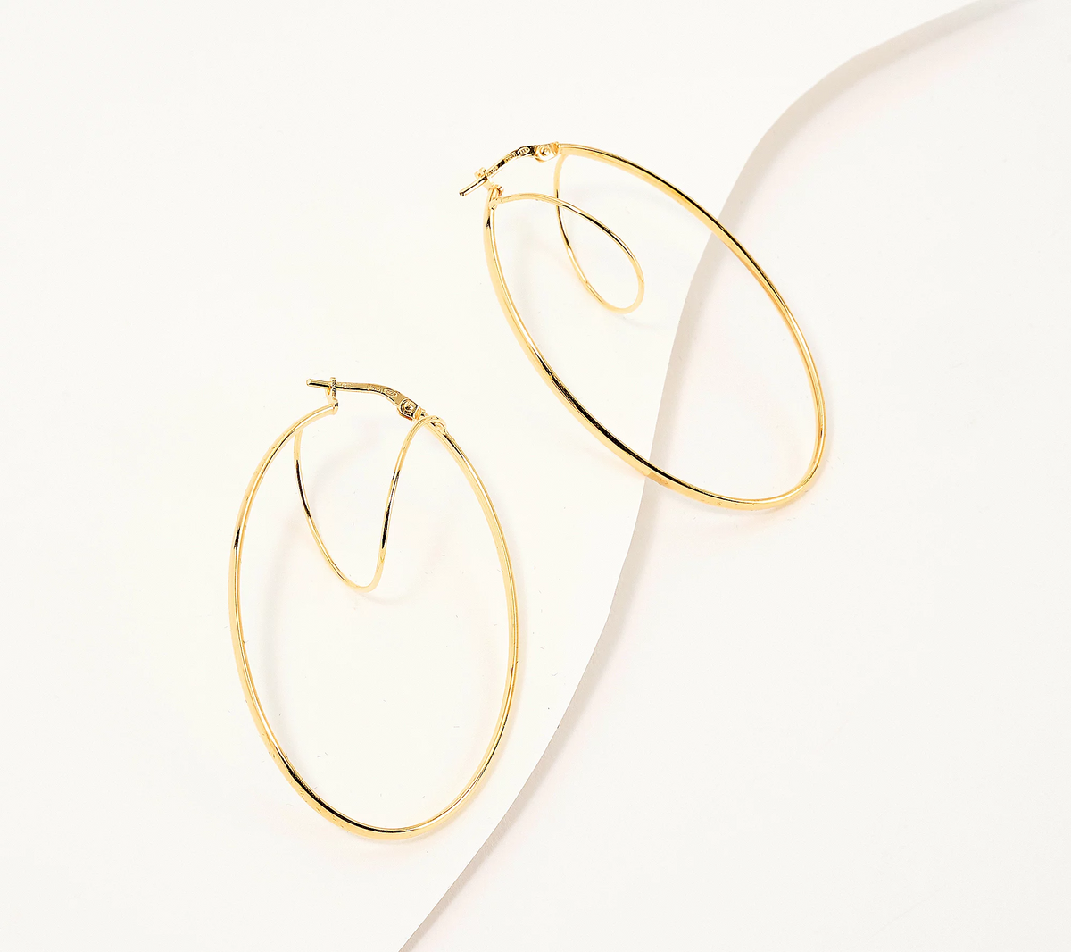 David Markstein Yellow gold-plated Sterling Silver Oval 2" Hoop Earrings