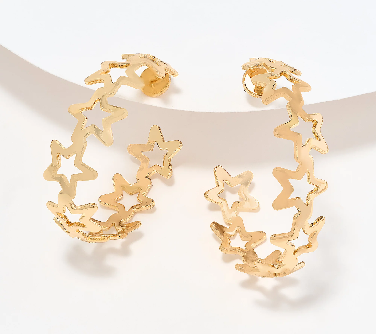 Joan Rivers Cascading Stars Hoop Earrings, Goldtone, 1"L