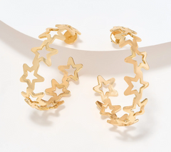 Joan Rivers Cascading Stars Hoop Earrings, Goldtone, 1"L