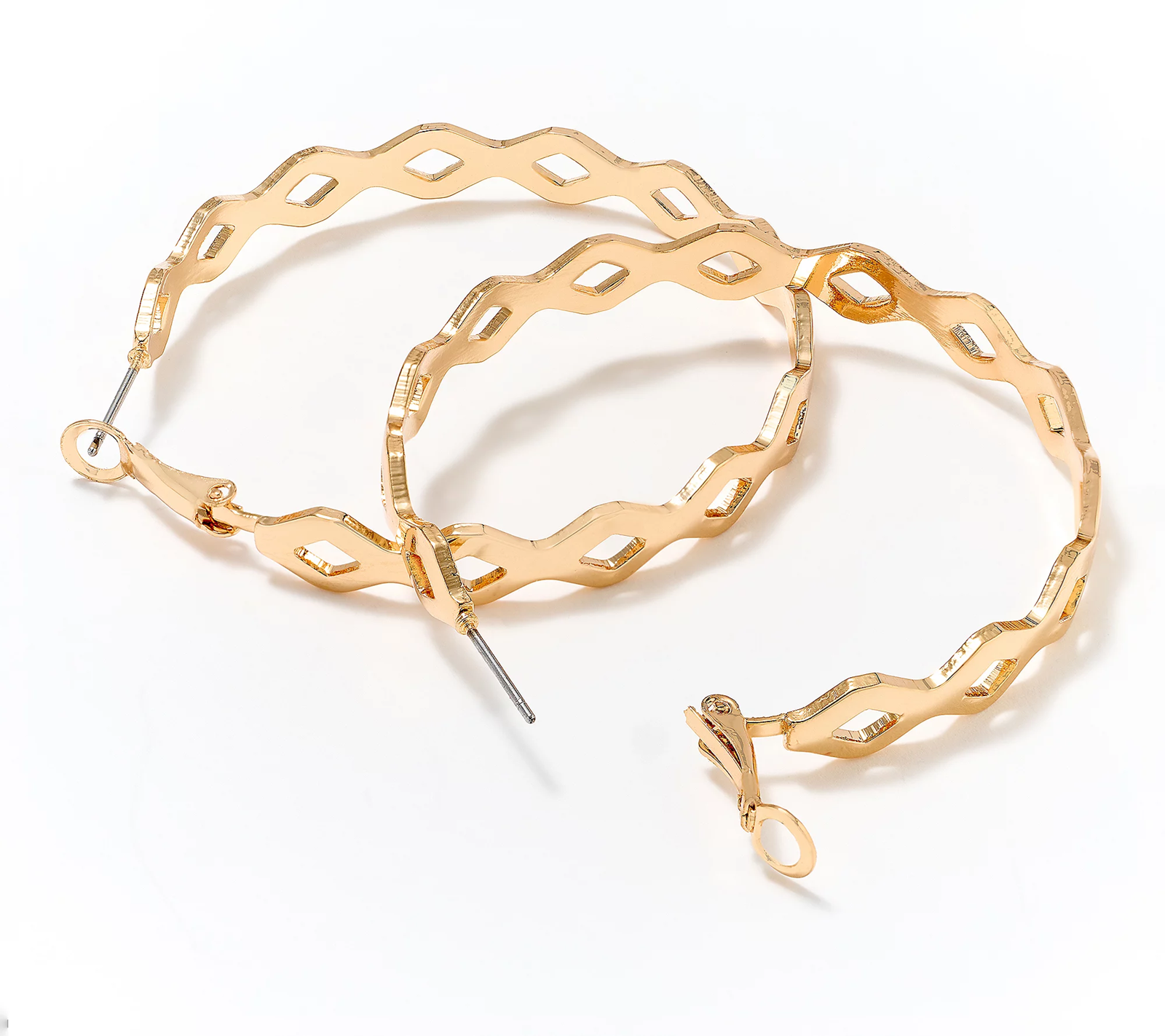 Joan Rivers Diamond-Shape Openwork Hoop, Goldtone