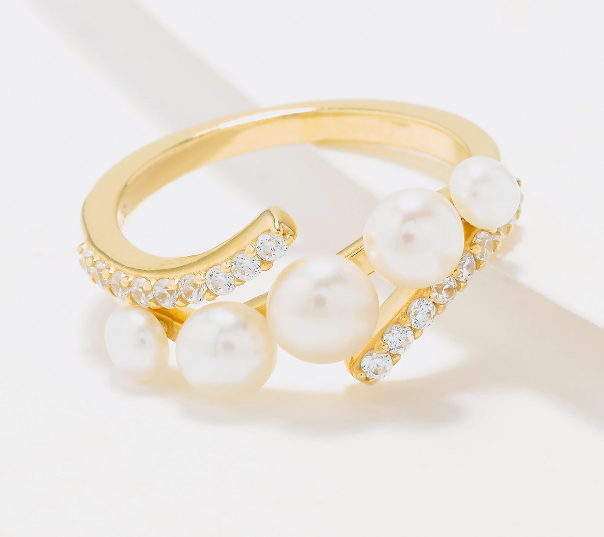 Honora Multi Cultured Pearl Ring, 18K yellow gold-plated  Sterling Silver, Size 7