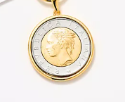 David Markstein Sterling Silver 500 Lira Coin 18 + 2" Necklace