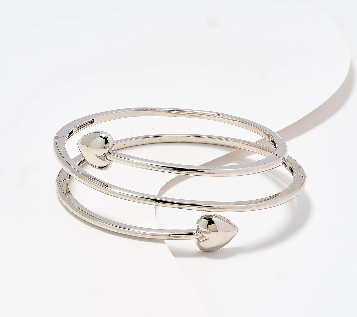 David Markstein Sterling Silver Multi Hinge Heart Wrap Bangle, 8"