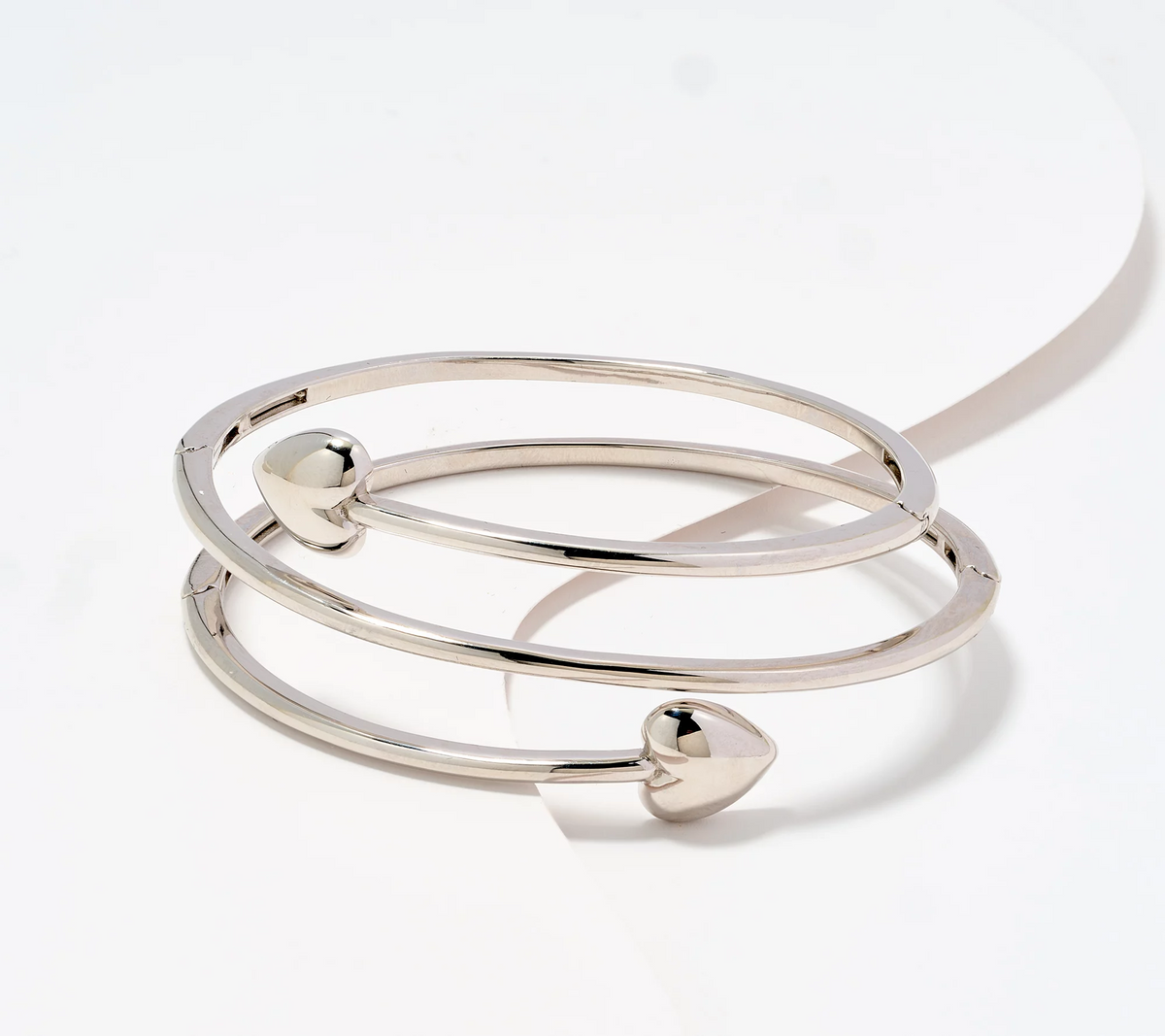 David Markstein Sterling Silver Multi Hinge Heart Wrap Bangle, Silver tone