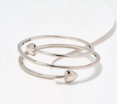 David Markstein Sterling Silver Multi Hinge Heart Wrap Bangle, Silver, Large