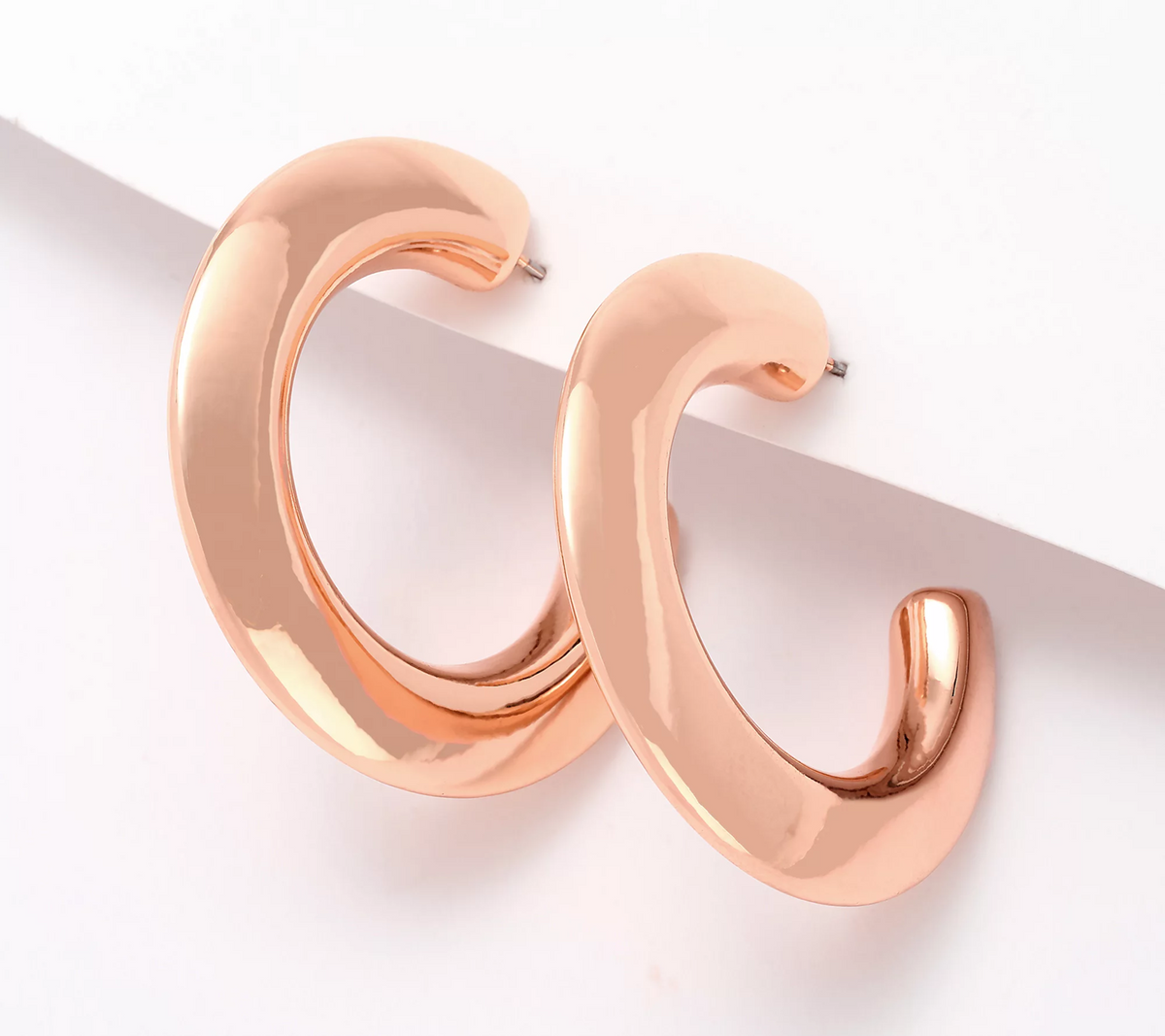 Joan Rivers Knife Edge Hoop Earring, Rose Gold Tone