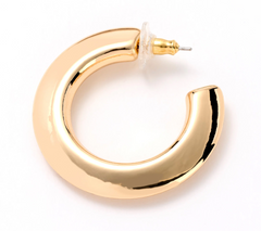 Joan Rivers Knife Edge Hoop Earring, Goltone, 1-5/8"L