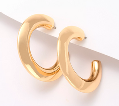 Joan Rivers Knife Edge Hoop Earring, Goltone, 1-5/8"L