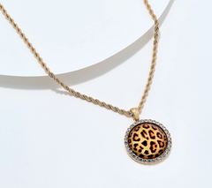 Joan Rivers Animal Printed Goldtone Pendant with Rope Chain