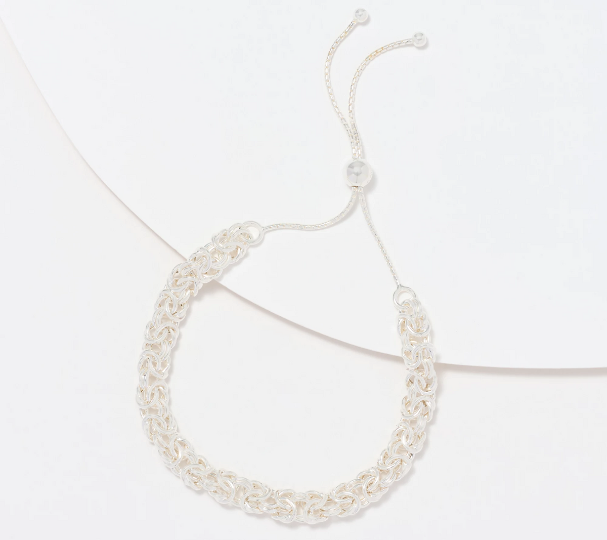 UltraFine 950 Silver Adj. Bolo Bracelet, 5.5-7.5g, Byzantine