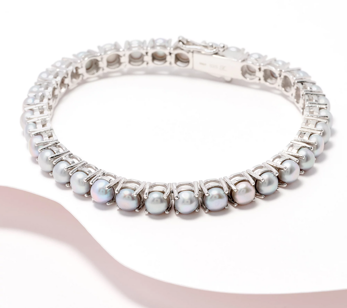 Honora Cultured Pearl Tennis Bracelet Sterling Silver, Grey, Large