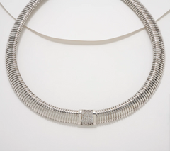 David Markstein Bronze White Topaz Tubogas 18" Necklace, 18"L x 1/2"W