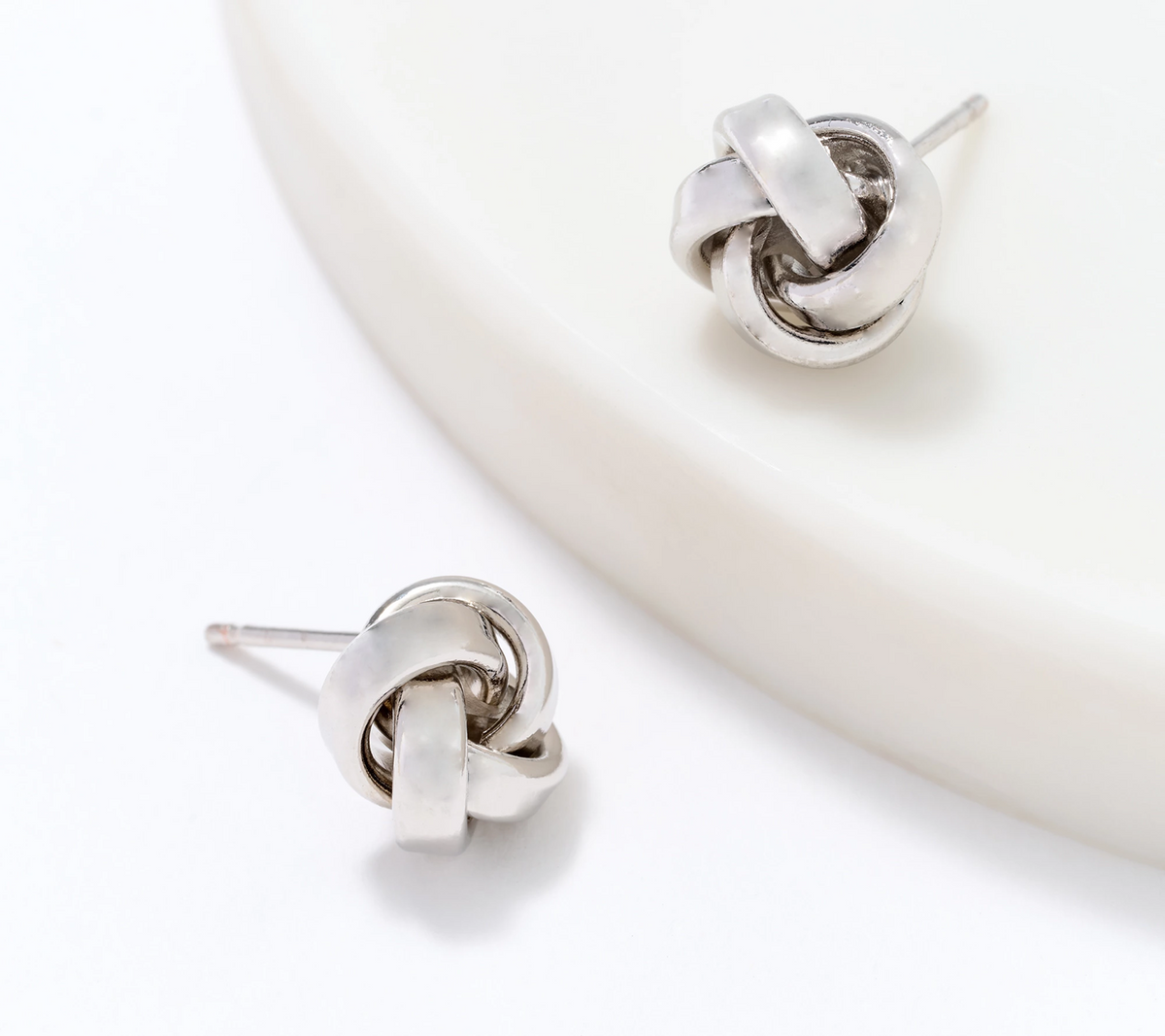 David Markstein Rhodium-plated Bronze Love Knot Stud Earrings