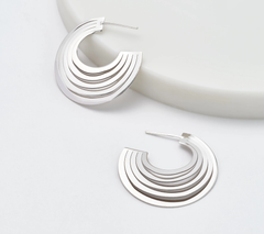 David Markstein Sterling Silver Polished Sunray 1-1/4" Hoop Earrings