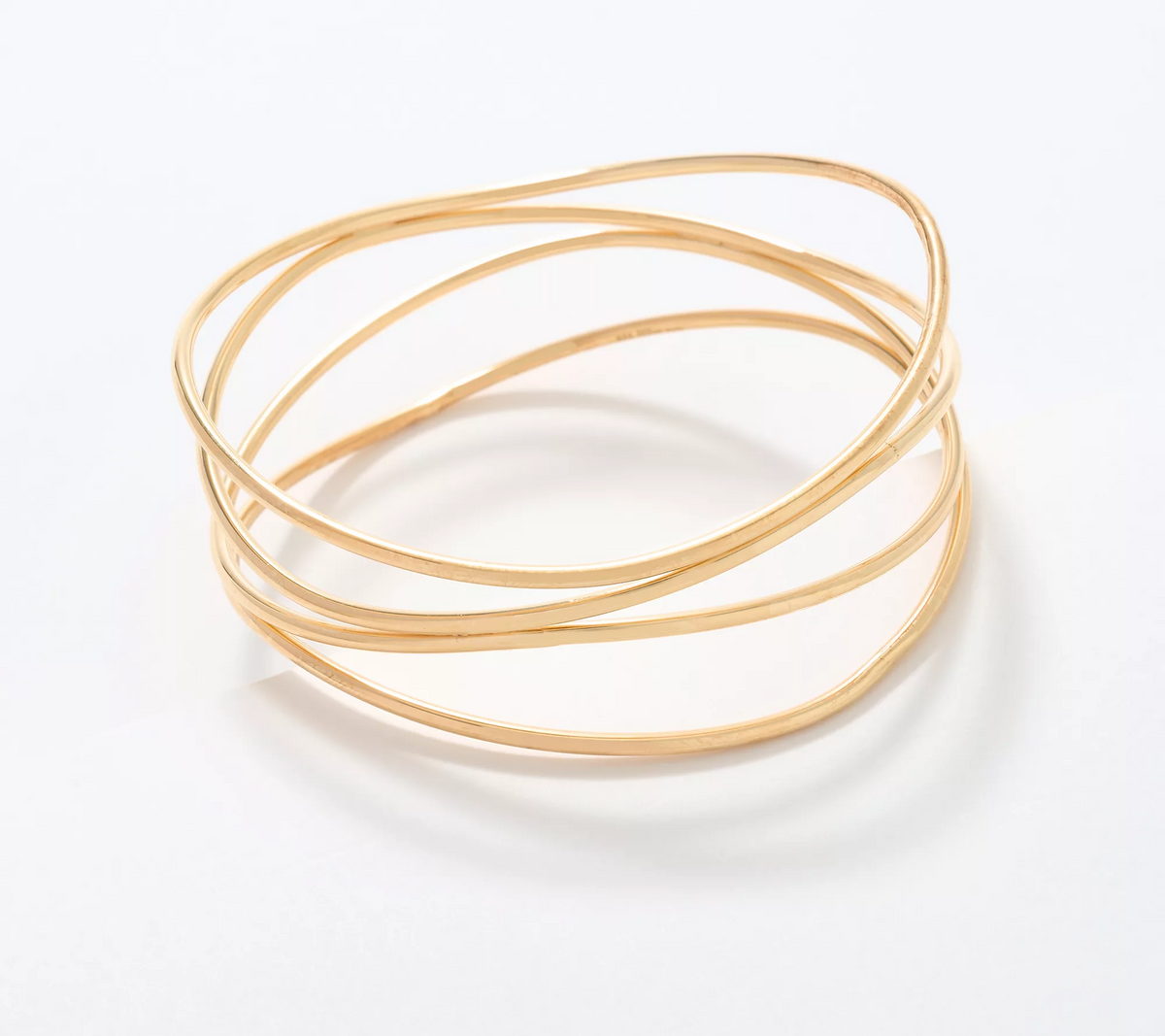 David Markstein Sterling Silver Multi Fine Line Bangle, Gold Tone, Large