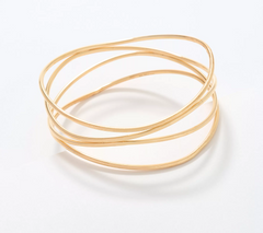 David Markstein Sterling Silver Goldclad Multi Fine Line Bangle, 6-3/4"