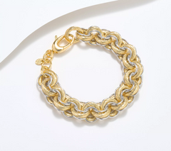 David Markstein Bronze Polished & Ribbed Textured Rolo Bracelet, Twotone, Average