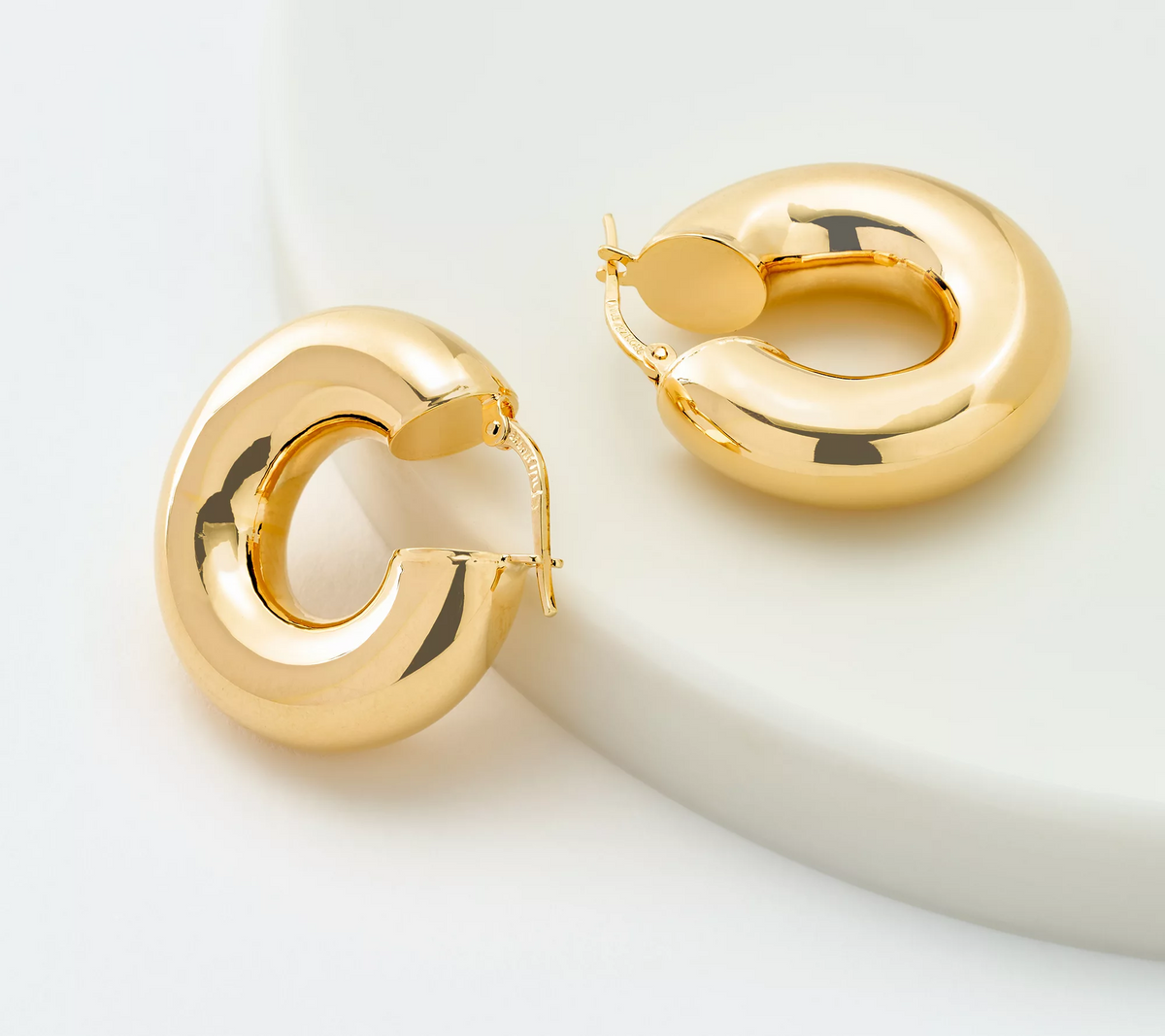 David Markstein Bronze 7.5mm Polished  Hoop Earrings, 1"