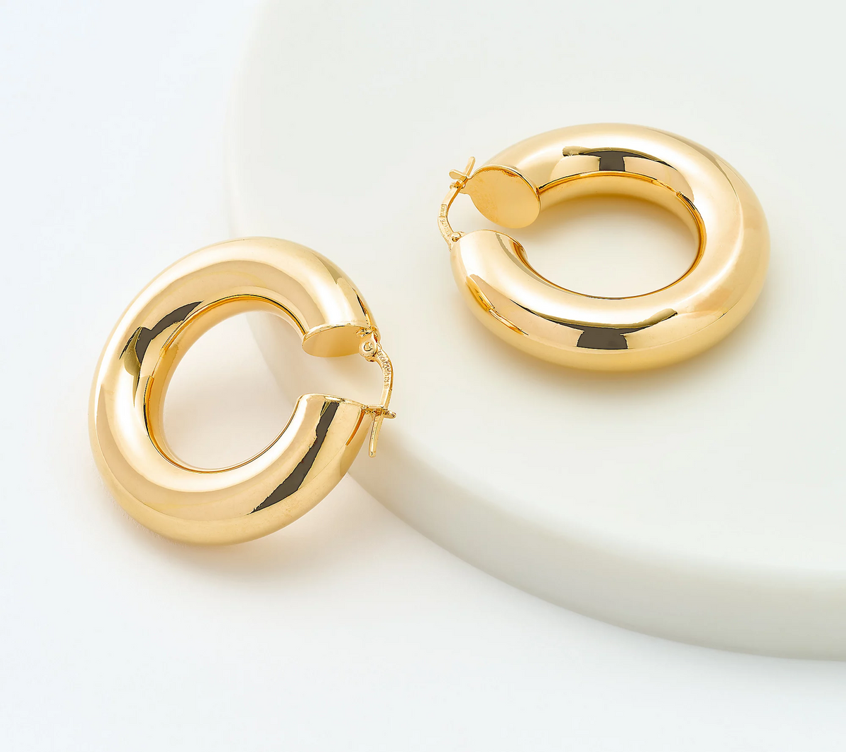 David Markstein Bronze 7.5mm Polished 1-1/4" Hoop Earrings