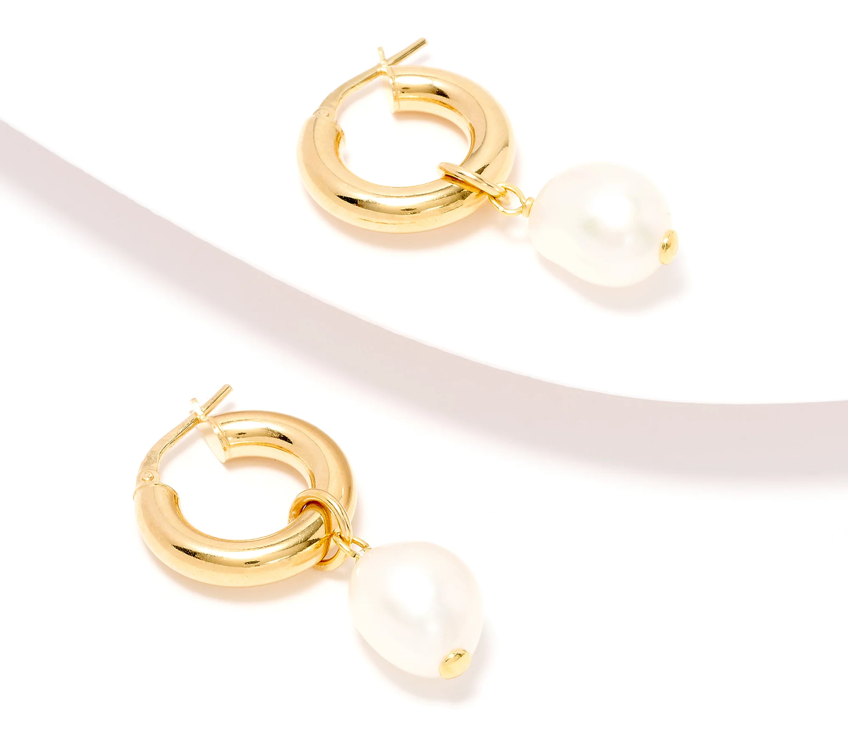 Honora Hoop Earrings with Cultured Freshwater Pearl Charm, 18K gold-plated Sterling Silver